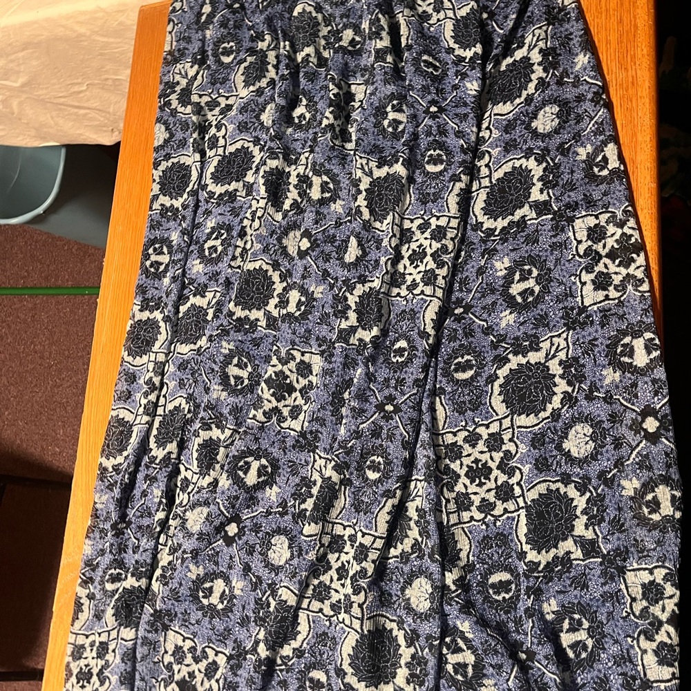 Du Jour Blue and White Pleated Maxi Skirt for Cocktail